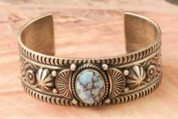 Genuine Golden Hill Turquoise Sterling Silver Navajo Bracelet
